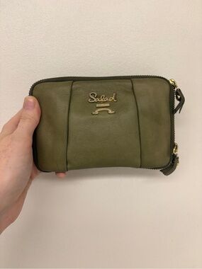 Salad Moss Green Wallet with logo pattern lining